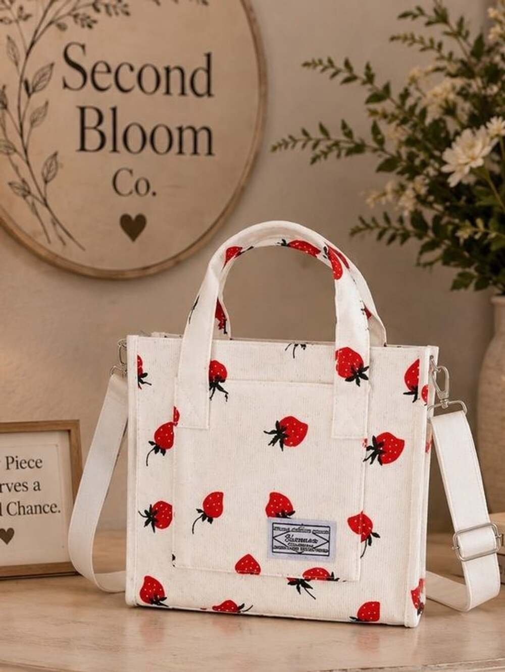 Strawberry Print Mini Tote Bag Crossbody Shoulder Bag NWT 🍓